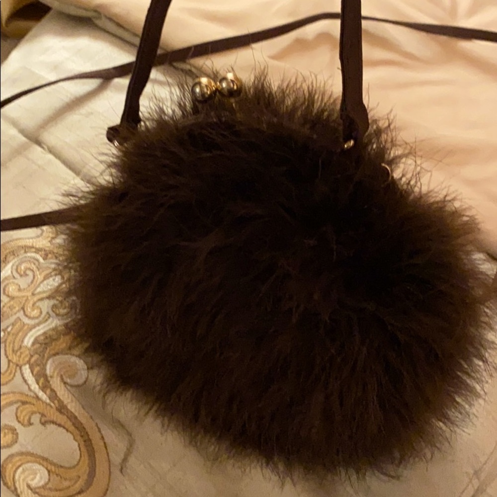Faux fur evening hand bag